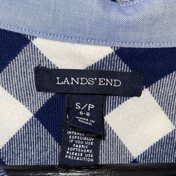 Land's End Womens Gingham‎ Long Sleeve Flannel Button Up Shirt Blue Size Small - Picture 6 of 8